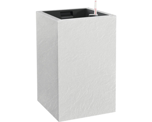 Cubico Stone plantenbak met plantenbak, kunststof, 27 x 27 x 42 cm, wit