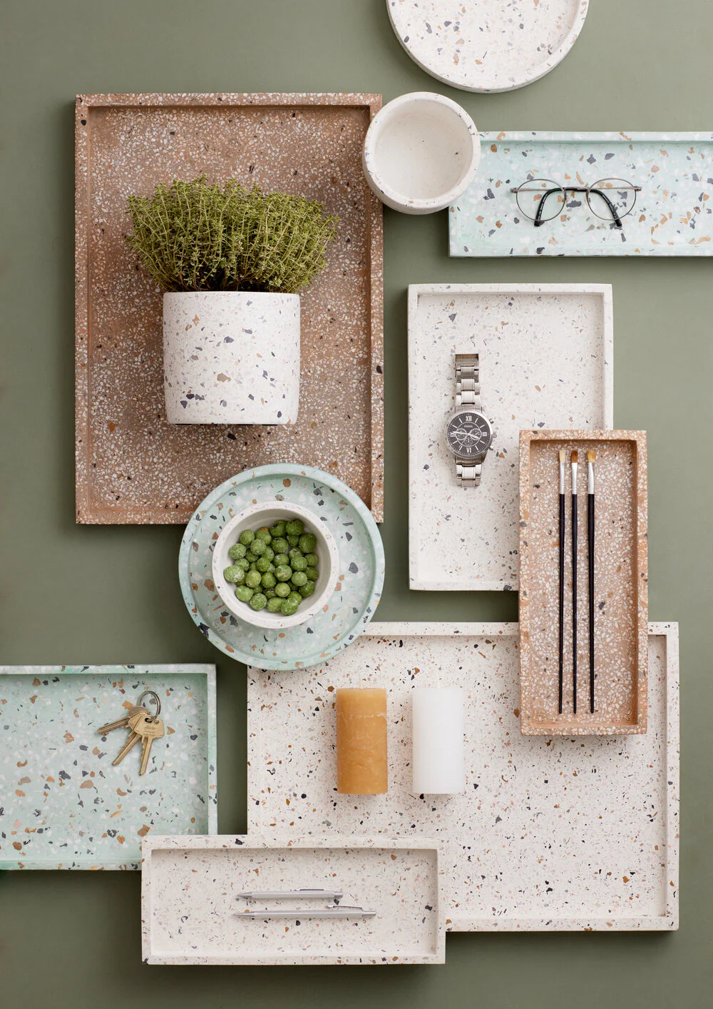 Bahne Interior  Terrazzo fad, hvid - Ø20,5 cm.