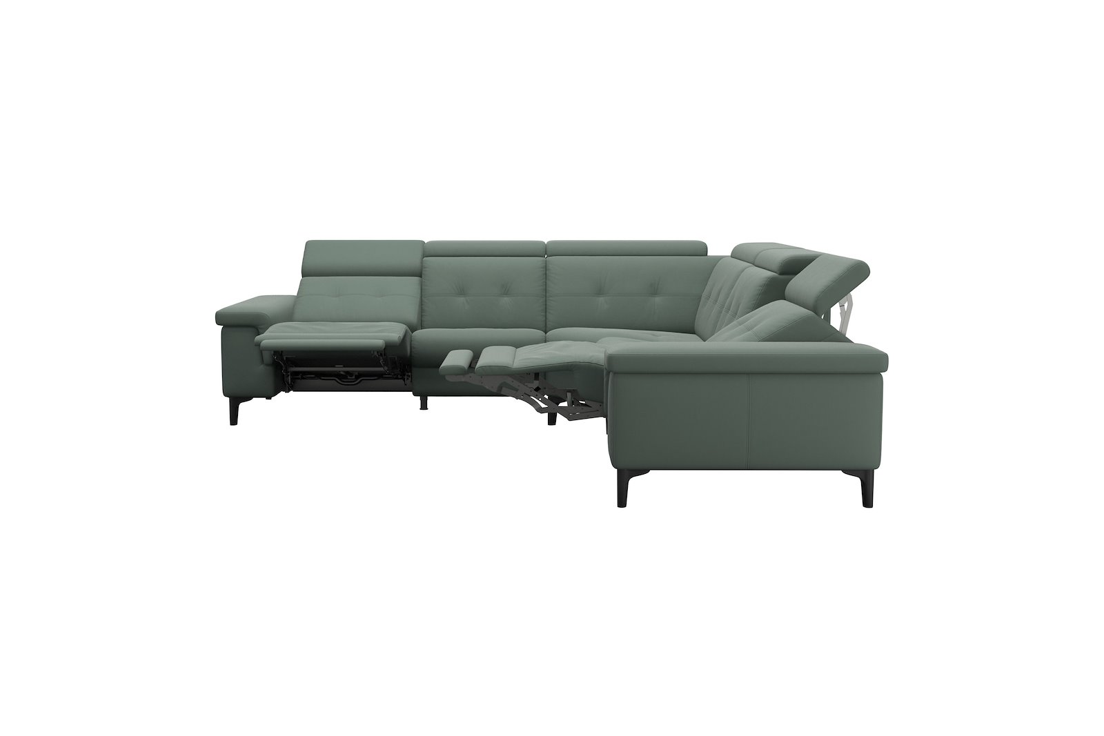 Anna C22 hjørnesofa (PMCMP) Hud Paloma Sage Green med A2 arm og polerte organiske sort alu ben, 14 cm. (Power-Manual-CornerManual-Manual-Power)