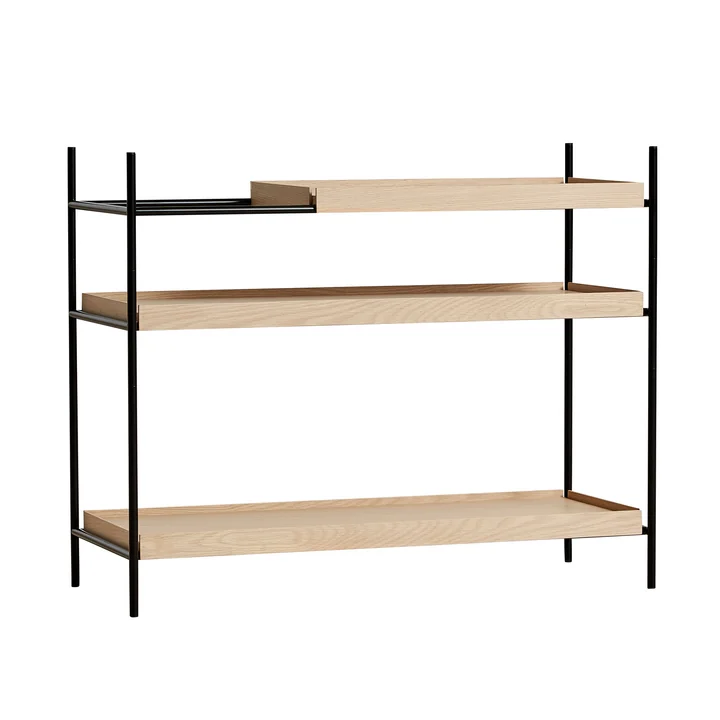 Woud - Tray Shelf niedrig, Eiche natur / schwarz (Konfiguration 1)