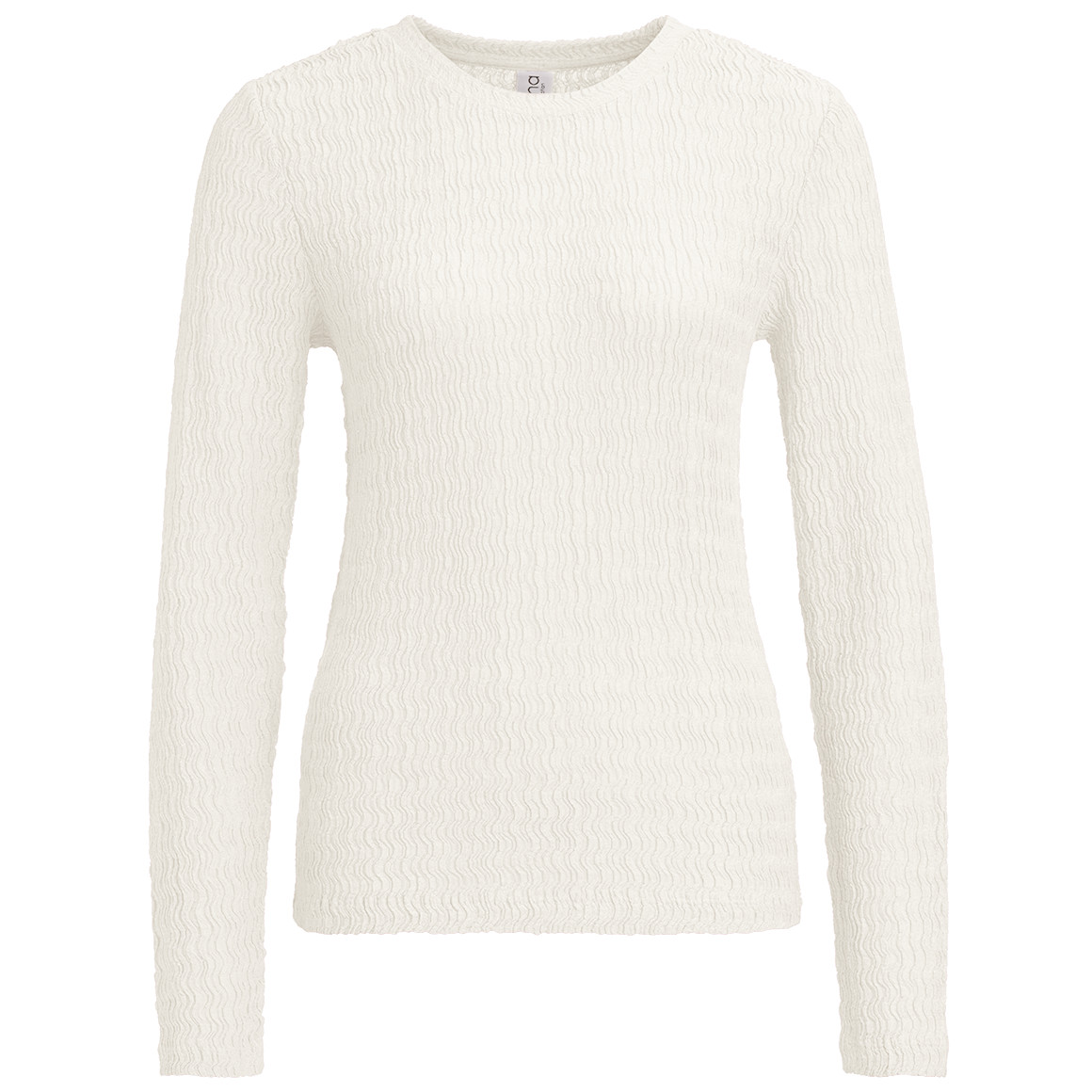 Gina Collection Damen Langarmshirt mit gekreppter Struktur weiss