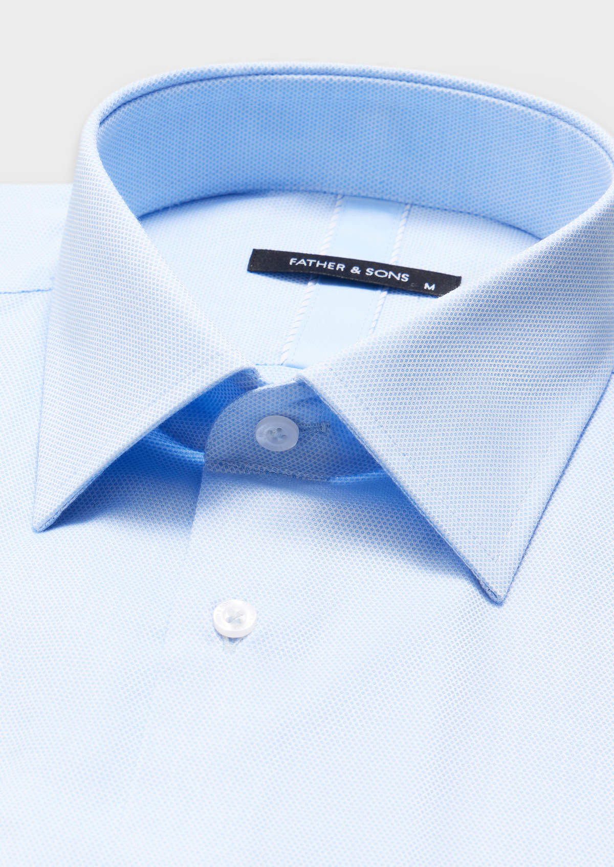 Chemise manches courtes Regular en coton stretch façonné uni bleu classique