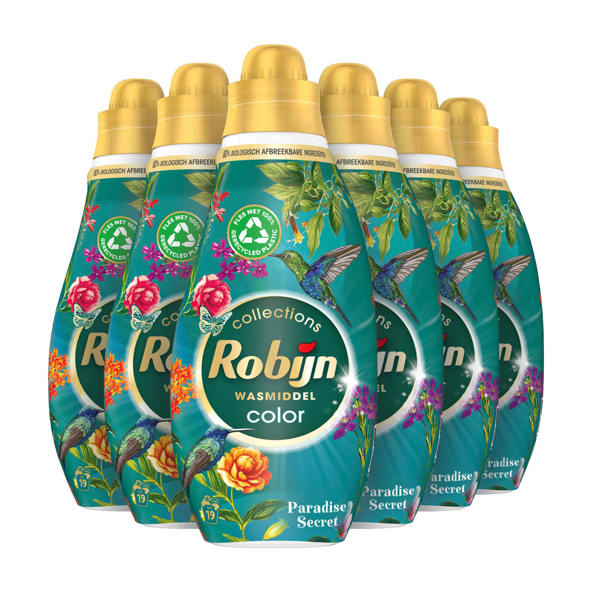 Robijn vloeibaar wasmiddel Color Paradise Secret - 6 x 19 wasbeurten - 114 wasbeurten