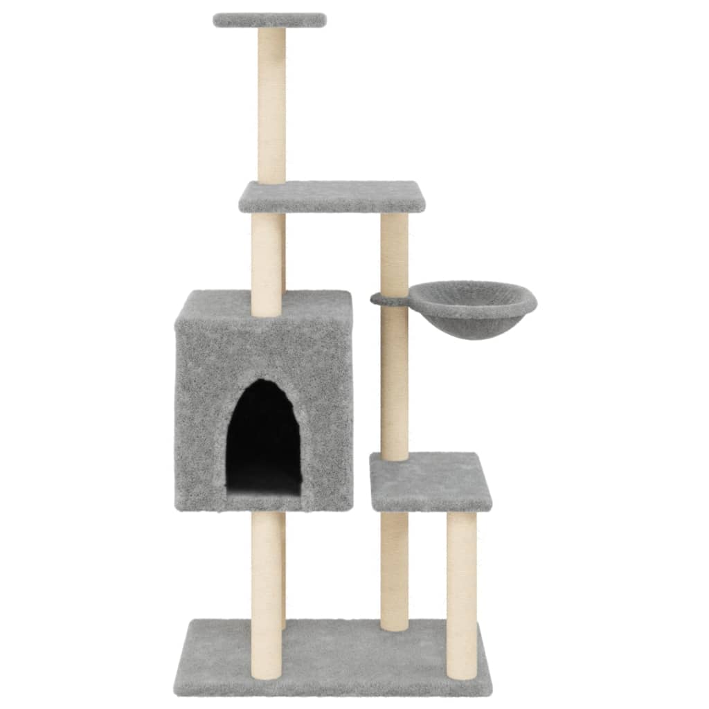 Arranhador para gatos vidaXL com hastes de sisal cinza claro, 131 cm