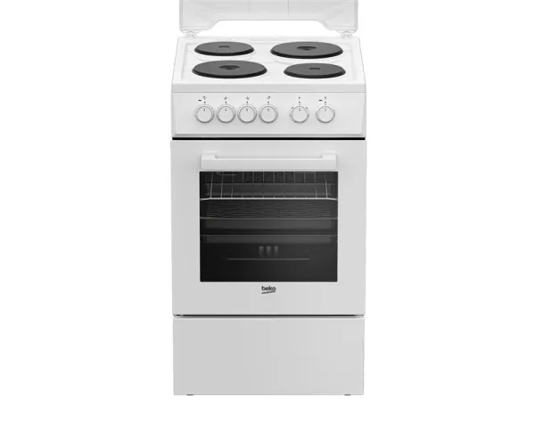 Beko FSE56000GW, Fritstående komfur, Hvid, Dreje, Hvid, 4 zone(s), Venstre front