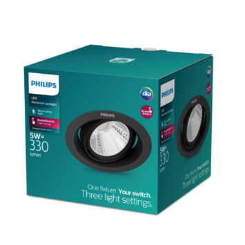 Philips inbouwspot LED Pomeron sceneswitch 1x5W 2700K zwart