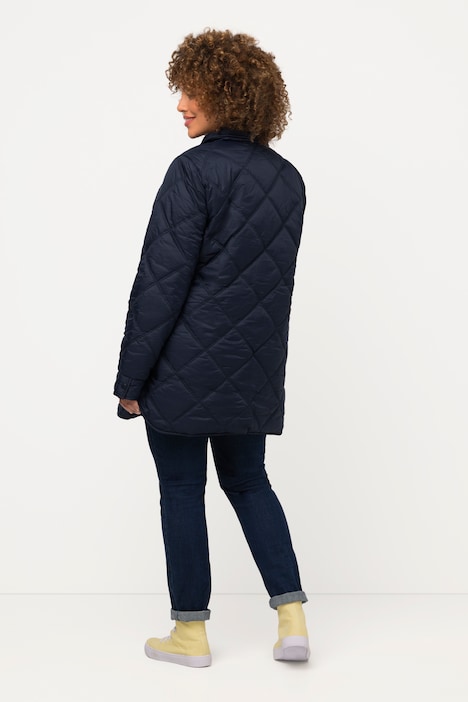 Steppjacke, dekoratives Futter, Hemdkragen, Saumschlitze