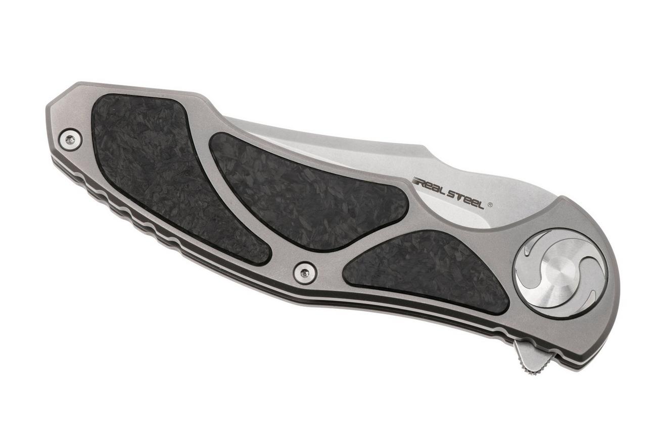 Real Steel Exorcist 9411, Stonewashed CPM S35VN, Sandblasted Titanium, Shred Carbon Fiber Inlays zakmes, Carson Huang design