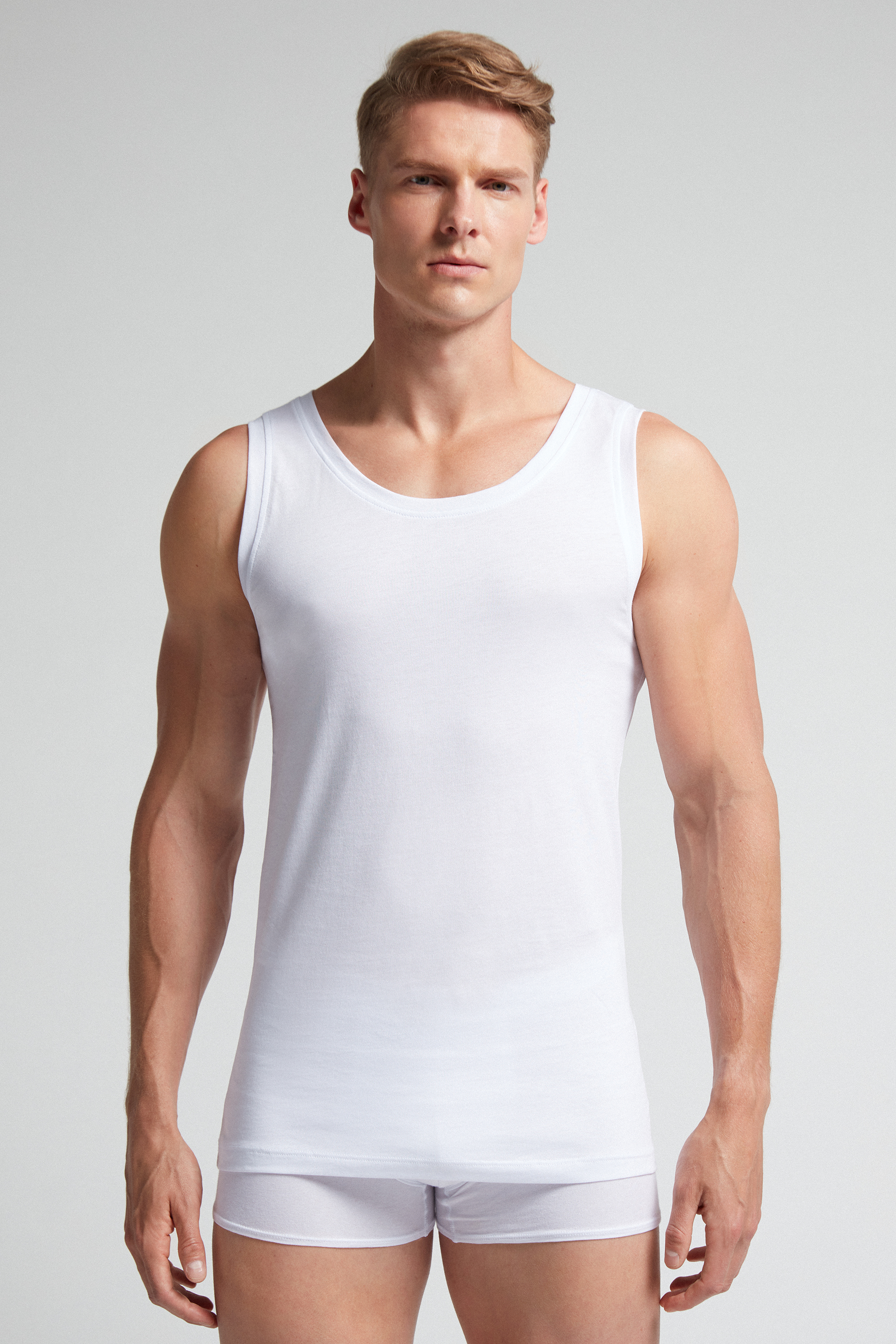 Camiseta de algodão Supima, gola redonda
