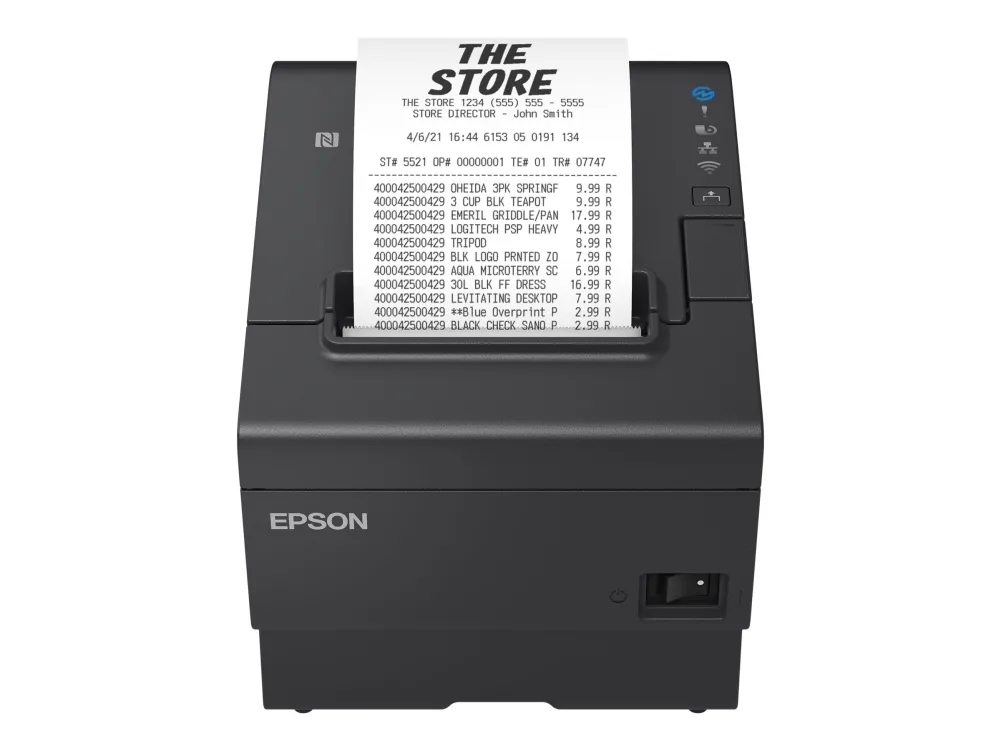 Epson TM T88VII (132) - Kvitteringsprinter - termisk linje - Rulle (7,95 cm) - 180 x 180 dpi - op til 500 mm/sek. - USB 2.0, USB 2.0 vært, LAN, PoweredUSB - skærer - sort