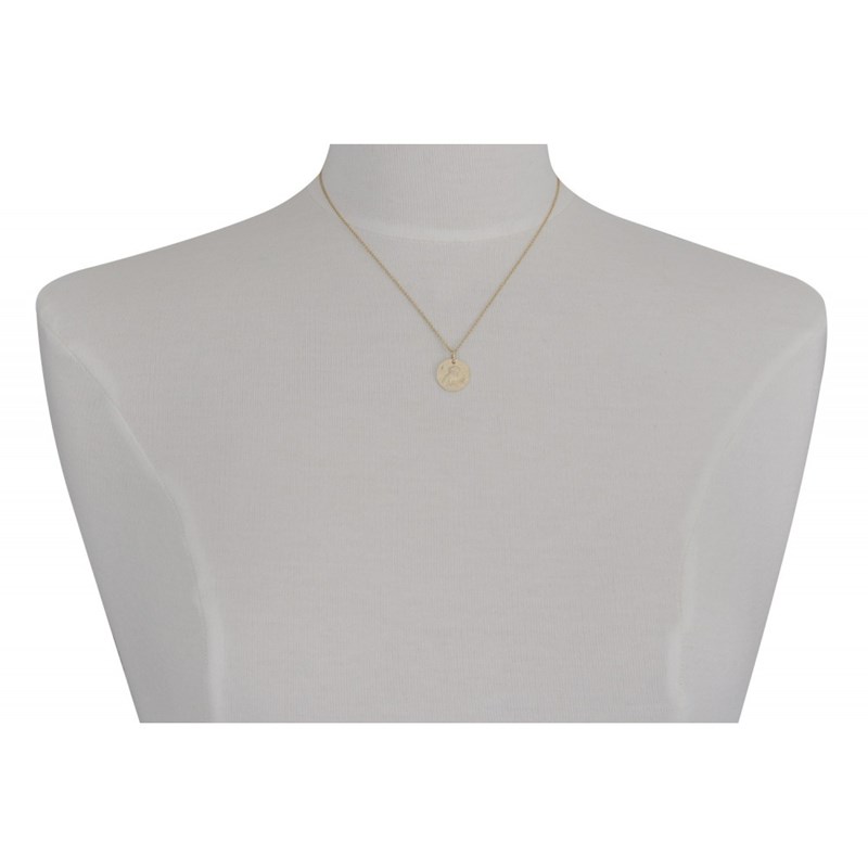 Collier Plaqué Or Médaille Ronde Martelée Chouette