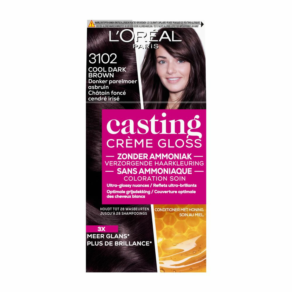 L'Oréal Casting Crème Gloss Semi-Permanente Haarkleuring 3102 - Cool Dark Brown - Donker Parelmoer Asbruin
