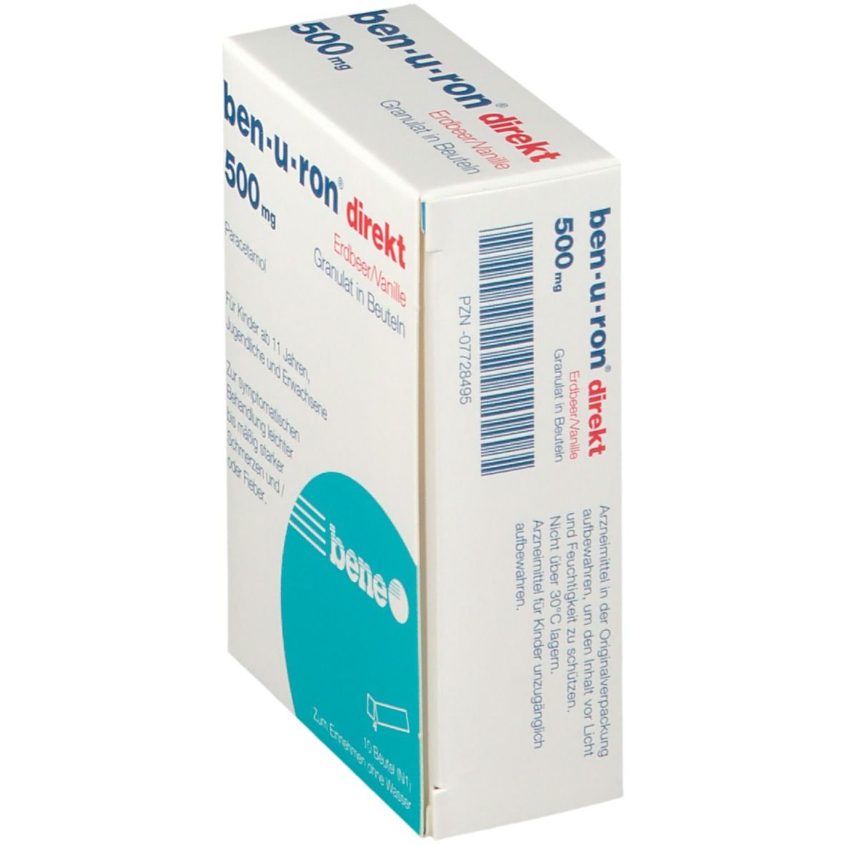 ben-u-ron® direkt 500 mg Granulat Erdbeer/Vanille