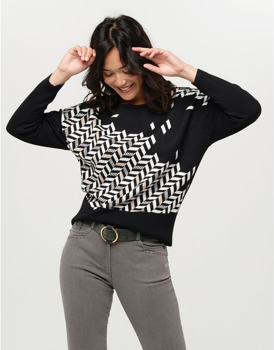 Pull ample à chevrons