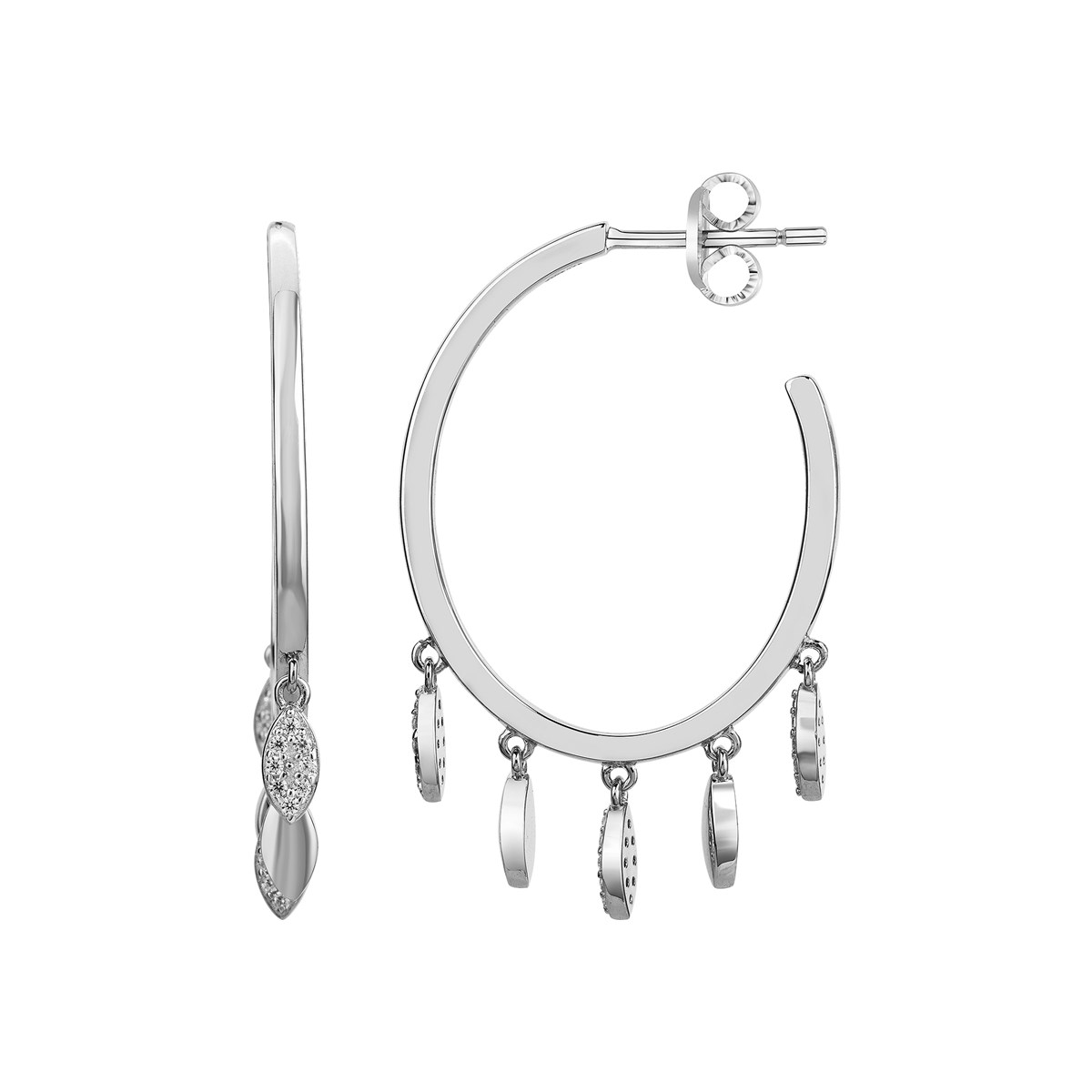 Demi-créoles en Argent avec oxyde de zirconium blanc