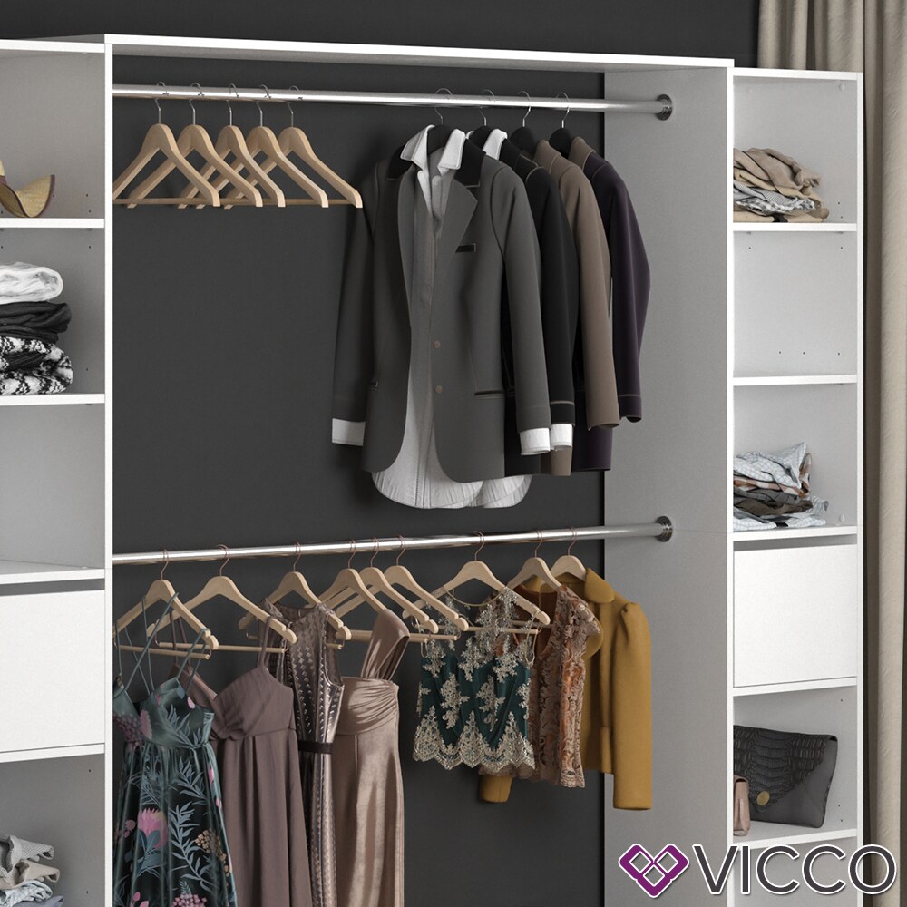 VICCO Kleiderschrank GUEST XL offen begehbar Regal Kleiderständer Schrank weiß