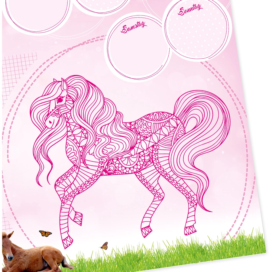 Nikima Papierunterlage A2 Schreibtischunterlage Pferde rosa