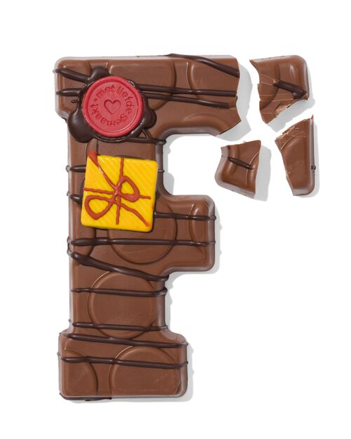 lettre F en chocolat au lait décorée à la main 200g