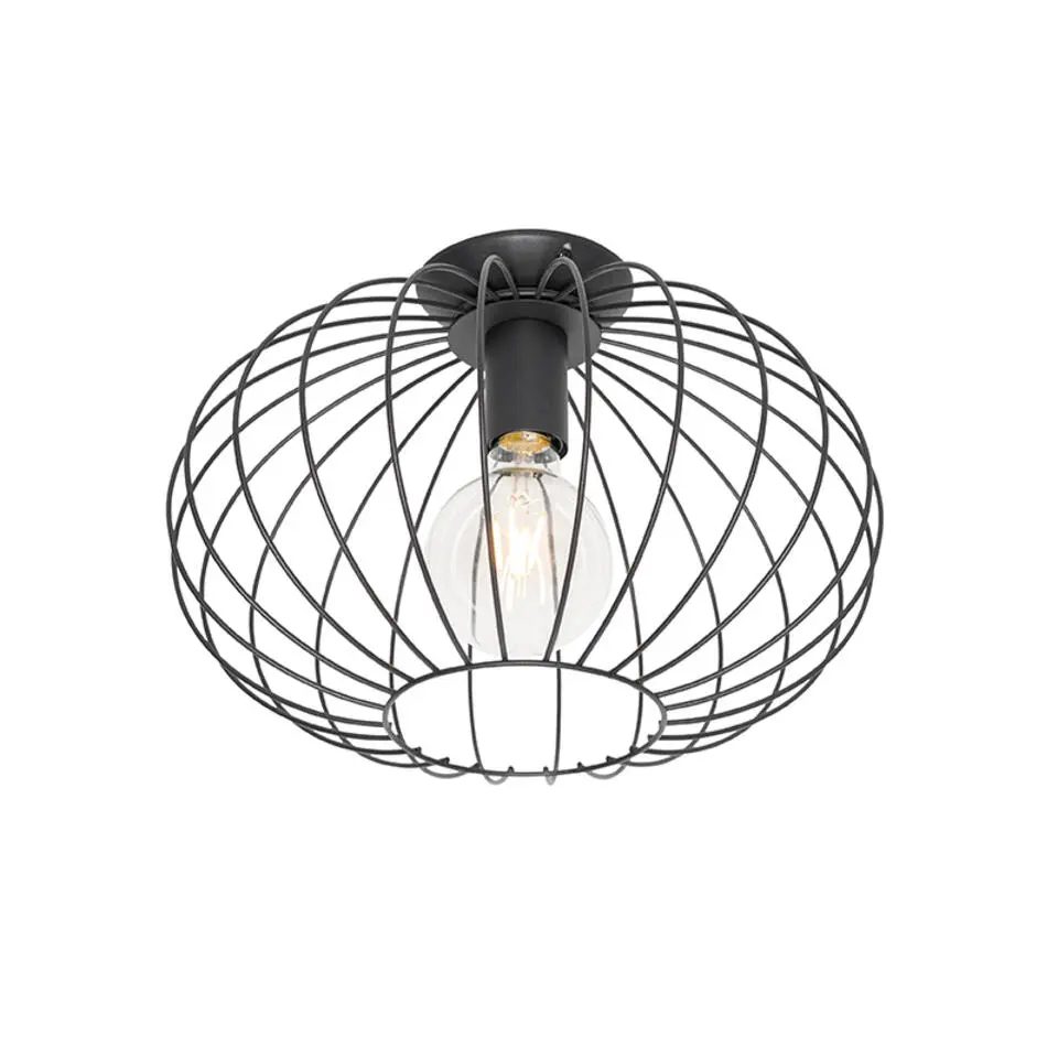 Qazqa plafondlampen margarita zwart e27