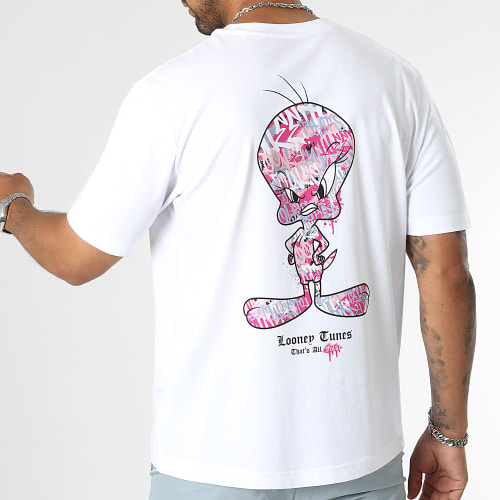 Tee Shirt Oversize Large Tweety Graff Pink Blanc