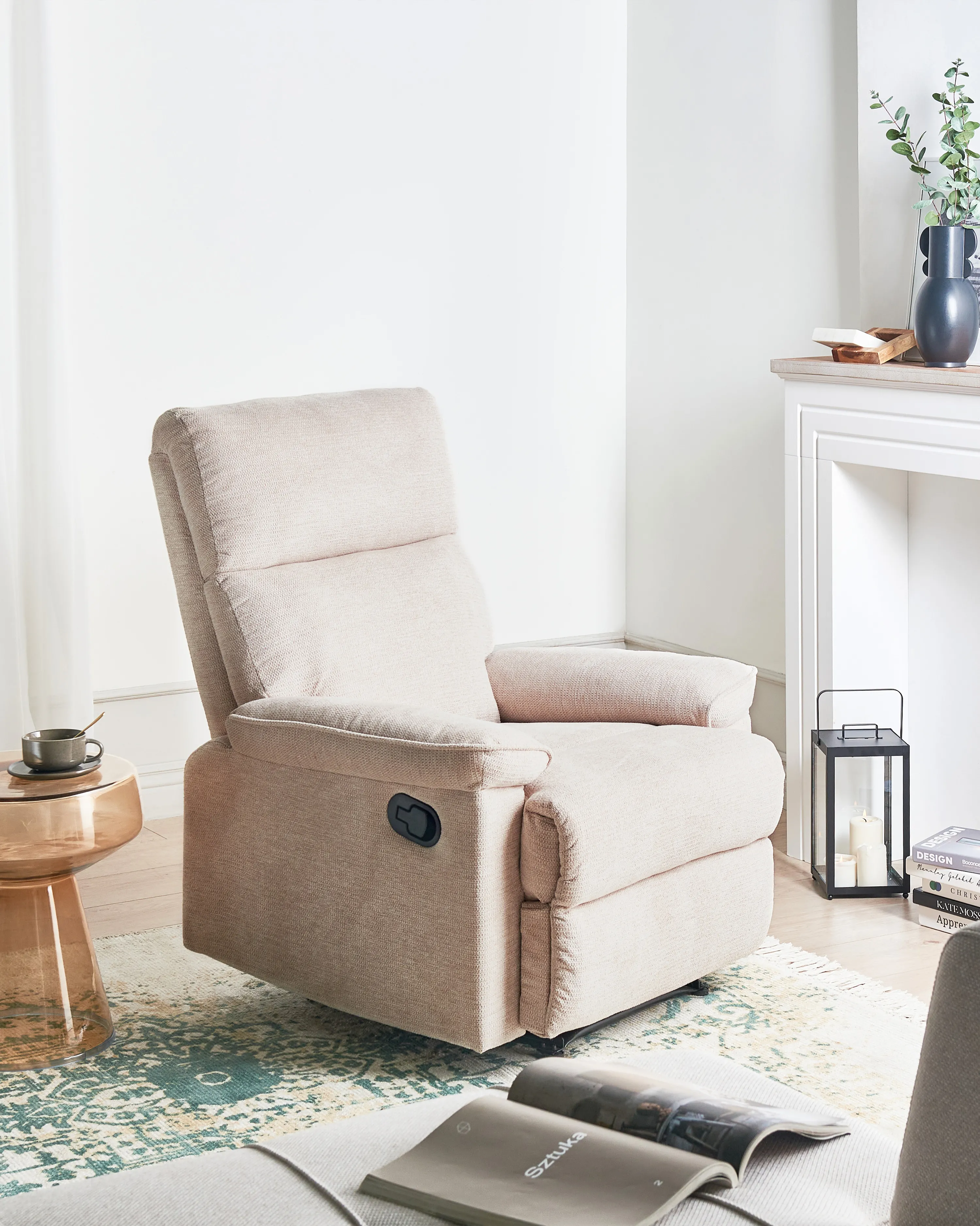 Relaxfauteuil EVERTON inclusief voetensteun Stof Beige