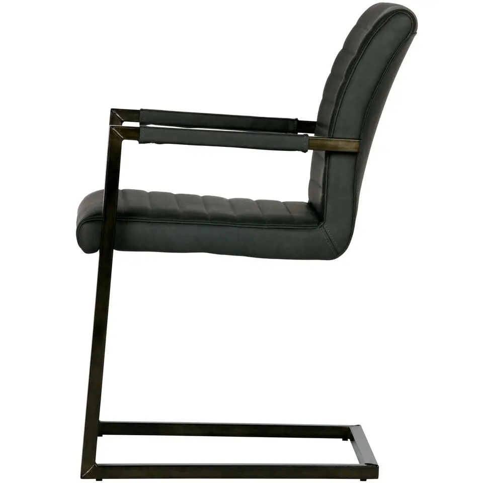 WOOOD Bas Eetkamerstoelen - Pu - Antraciet - Set van 2