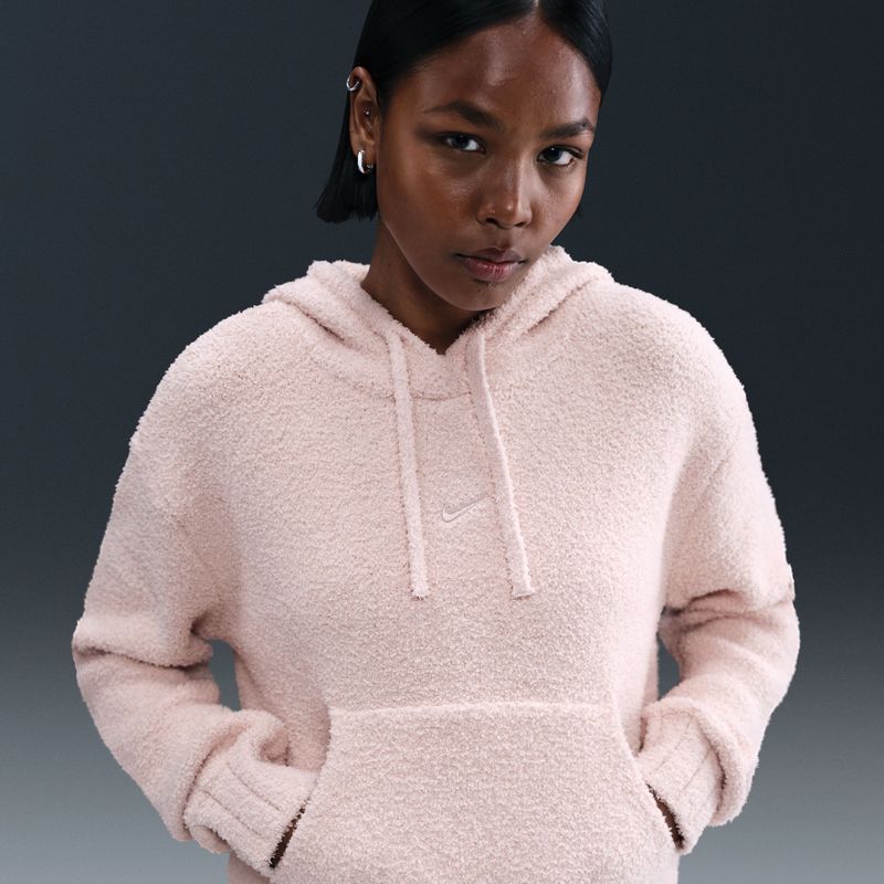 Nike Phoenix Cozy Bouclé ruimvallende knit hoodie voor dames - Roze