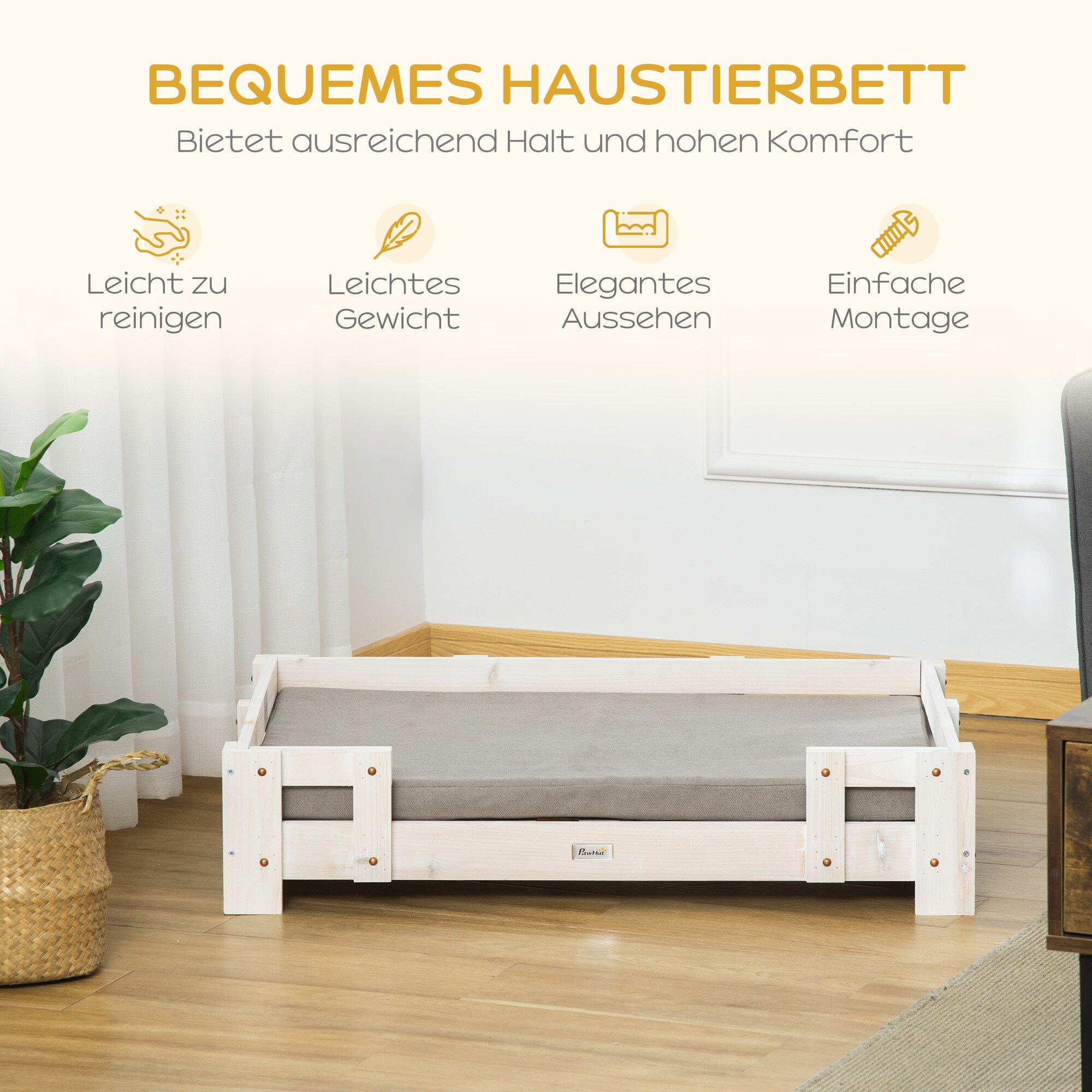 PawHut Hundebett mit Kissen bunt 90L x 60B x 20H cm