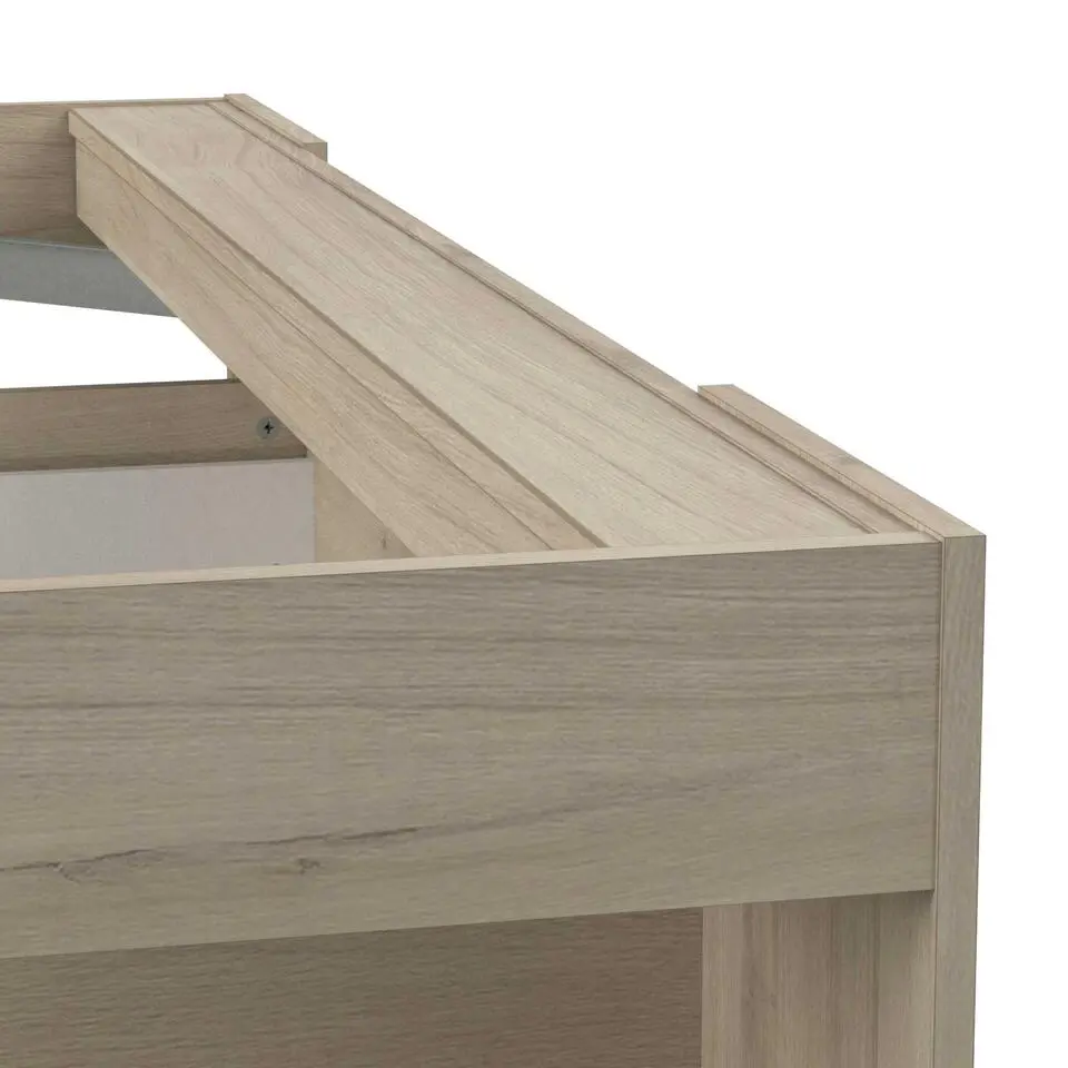 Tweepersoonsbed Maksim - 140x190/200cm - met opbergruimte - eikdecor