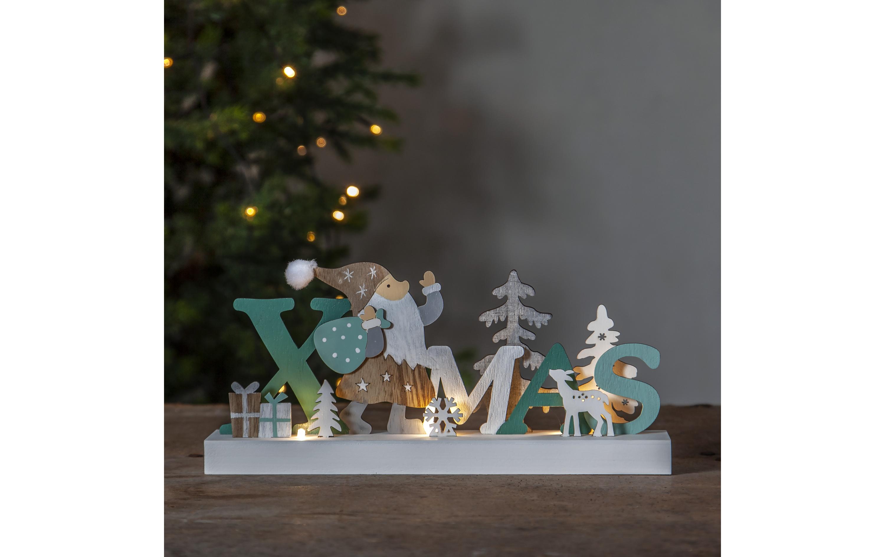 Kerzenständer Reinbek Xmas 30 cm, HolzBeleuchteter Weihnachtsschriftzug