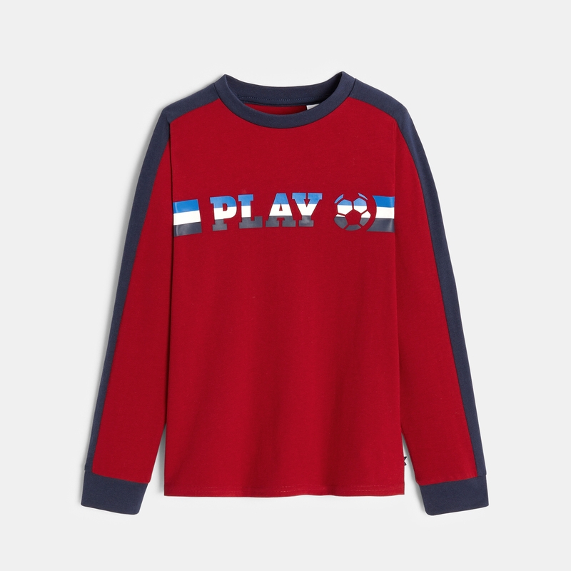 T-shirt manches longues foot rouge garçon