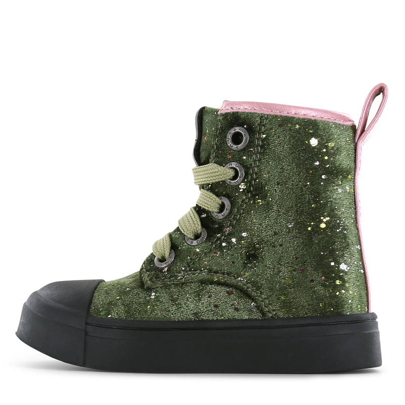 Shoesme groene veterboot met stipjes Microfiber leer, Microfiber velvet | S