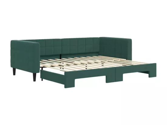 Lit de jour avec lit gigogne vert foncé 90x200 cm velours