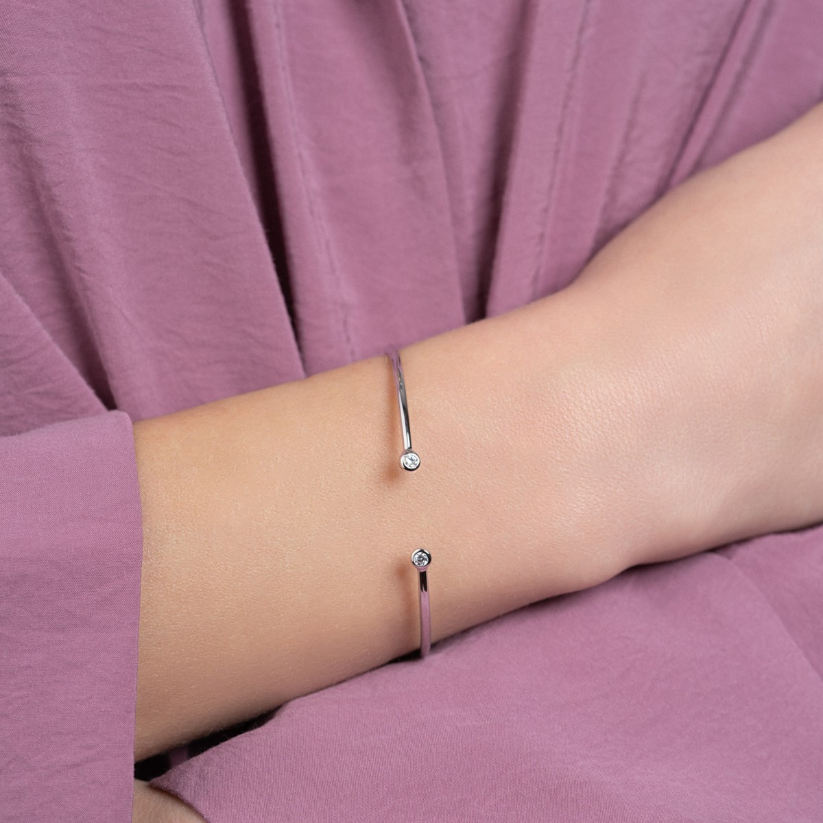 Bracelet jonc Brillaxis argent et oxydes