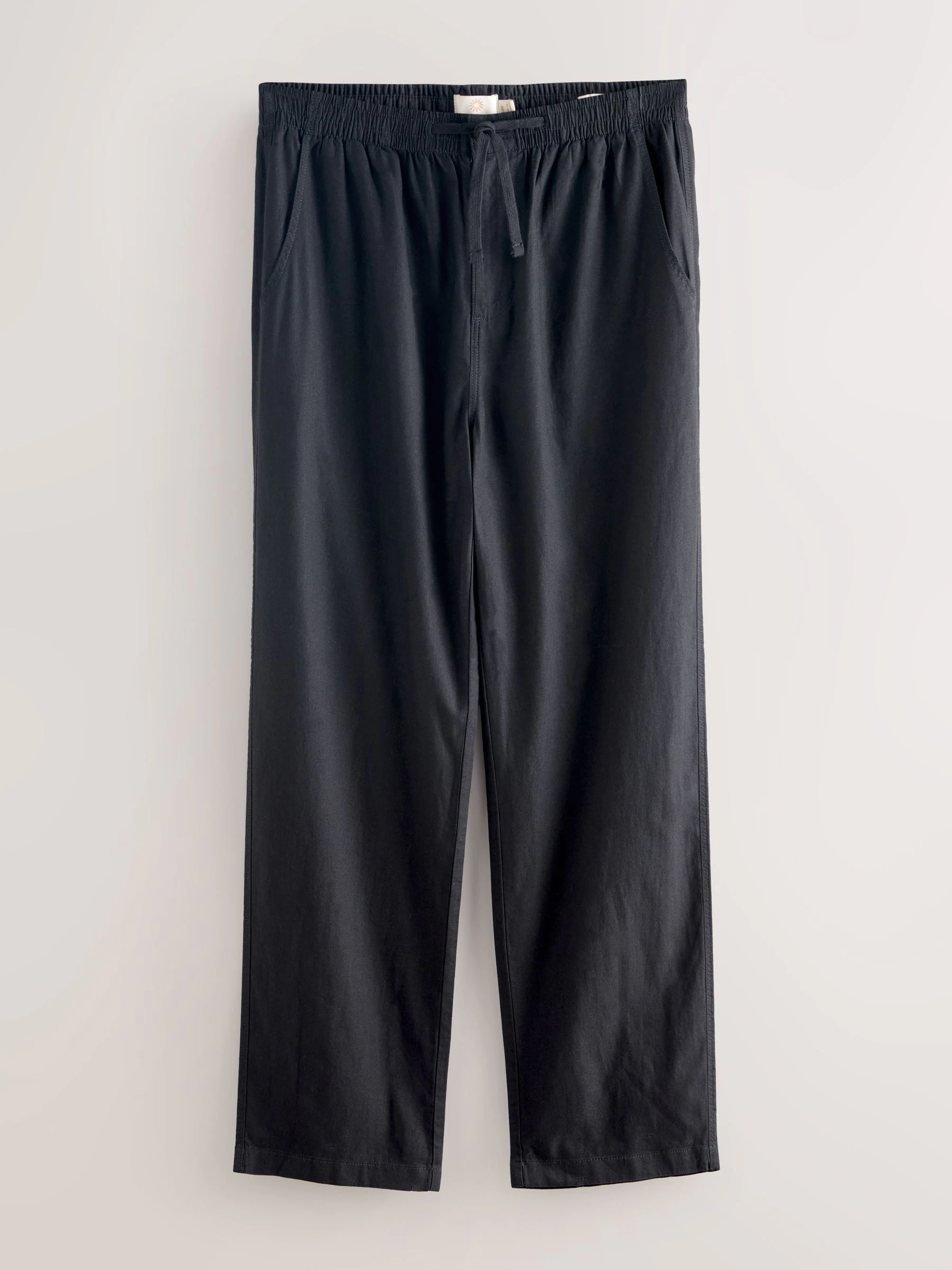Zwart - Smart Linen Cotton Blend Trousers