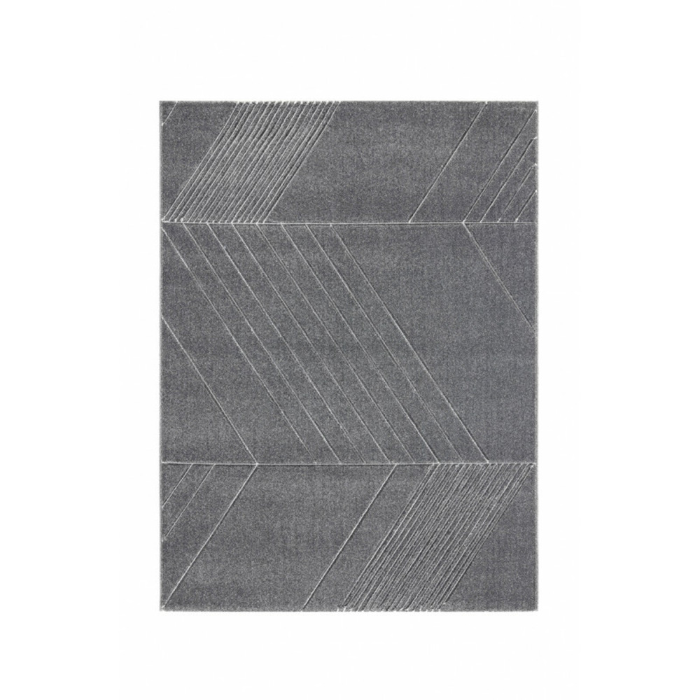 Tapis salon chambre gris motifs géométrique relief poils ras 100x150cm- décoration- mobilier d'intérieur