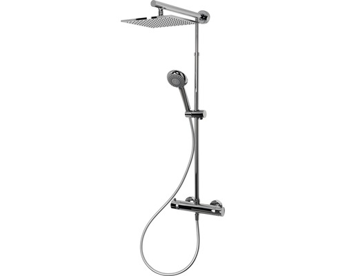 Douchekolom incl. thermostaat Schulte Classic plus extra platte vierkante chromen douchekop D964161