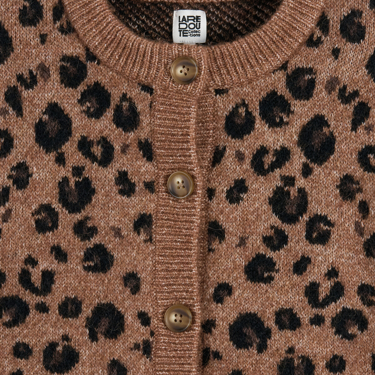 LA REDOUTE COLLECTIONS<br>Cardigã de malha grossa com estampa animal