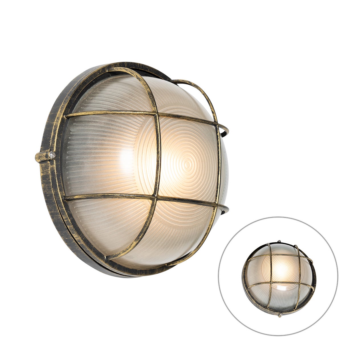 Industriële buitenwandlamp, antiek goud, IP44 - Hanneke