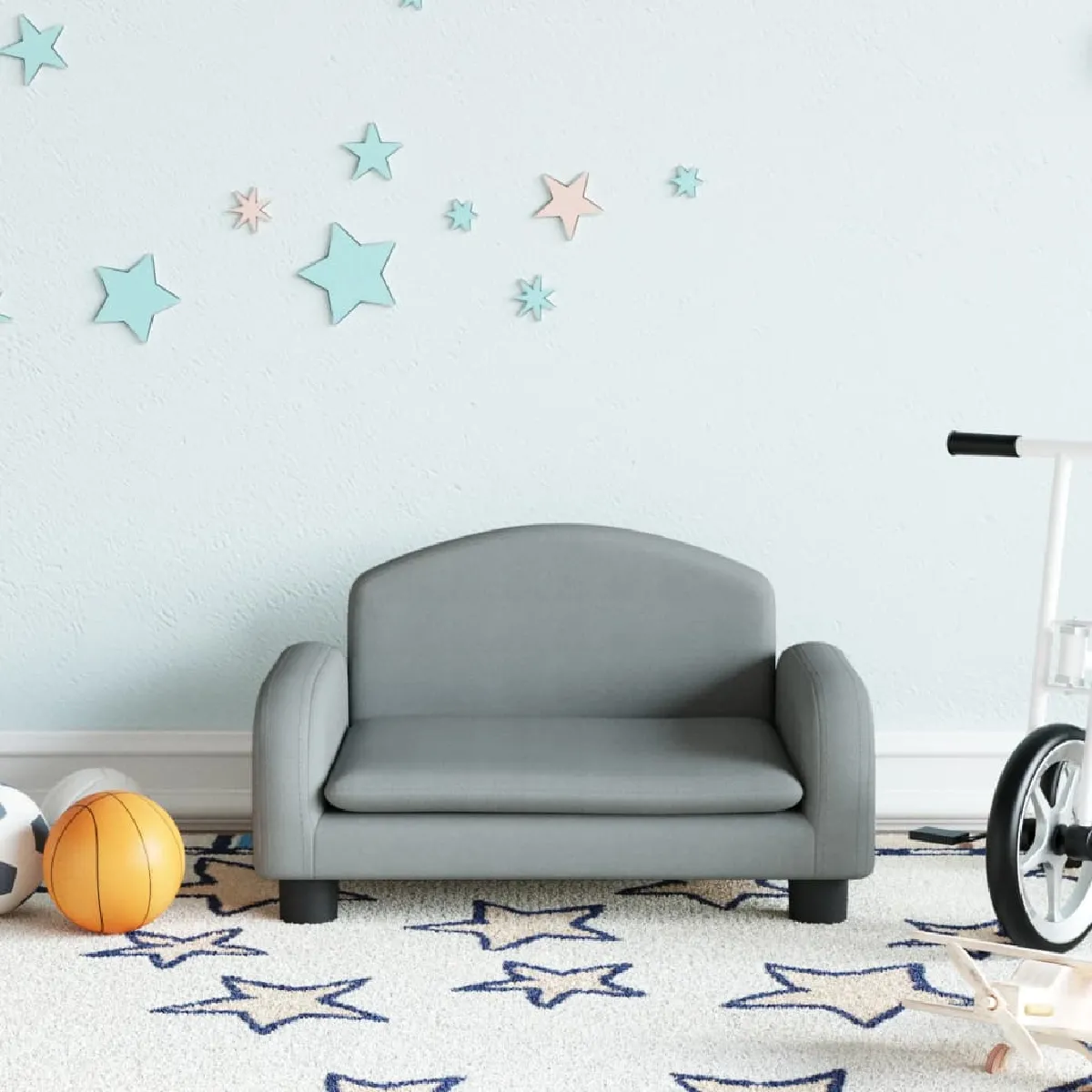 vidaXL Canapé enfant Gris clair 50x40x30 cm