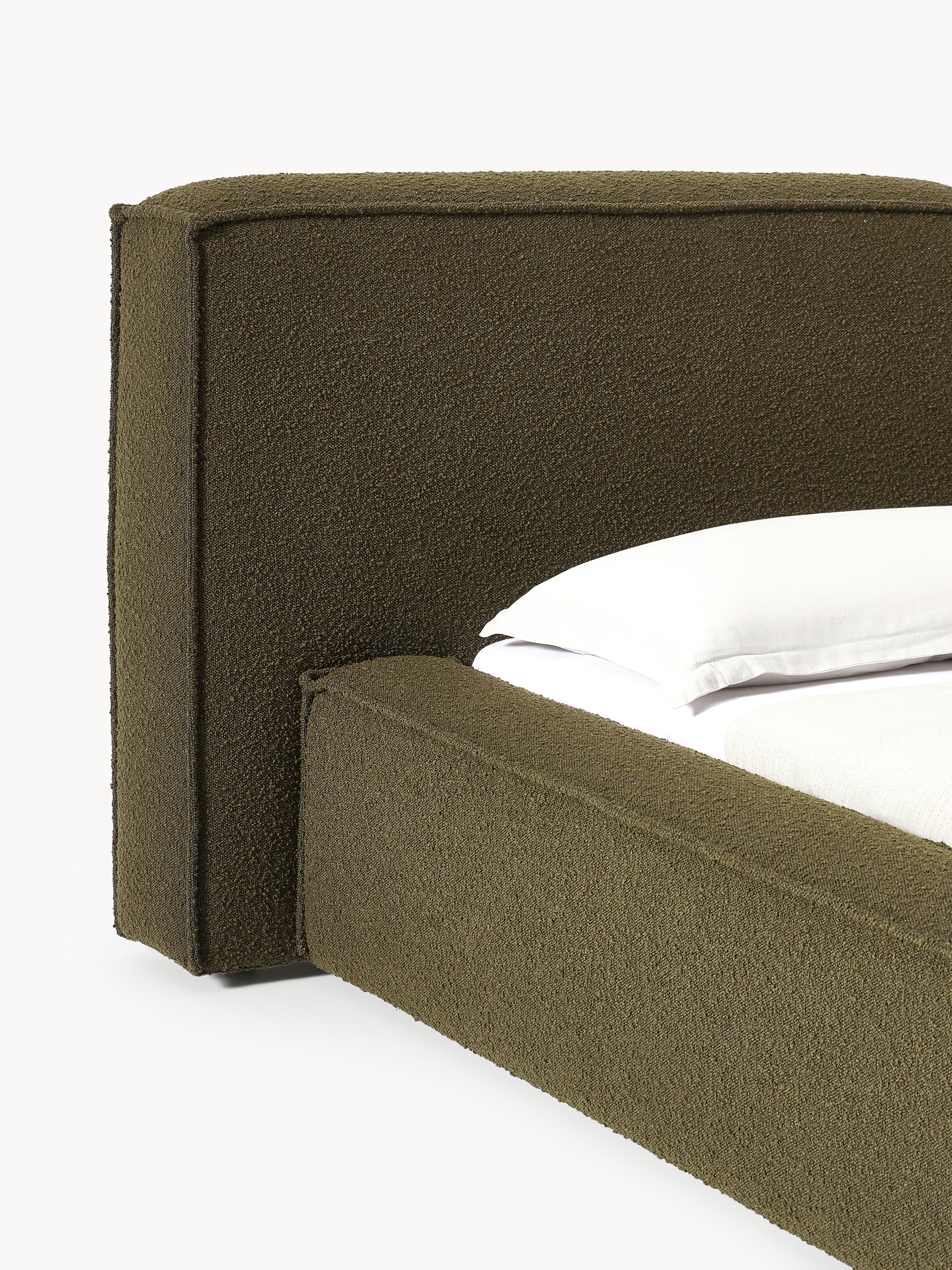 Bouclé gestoffeerd bed Lennon met opbergruimte