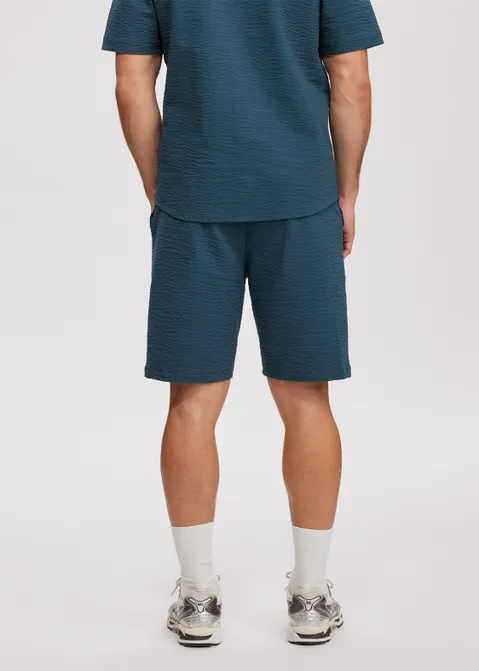 Korte broek seersucker blauw (PETROL)