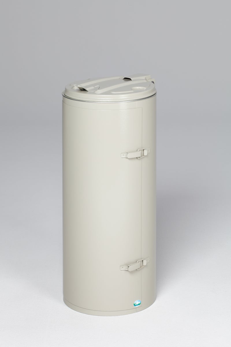 PROREGAL Robuuste afvalbak met deksel, enkele deur, 70 liter, HxBxD 90 x 45 x 45 cm, staal, grijs