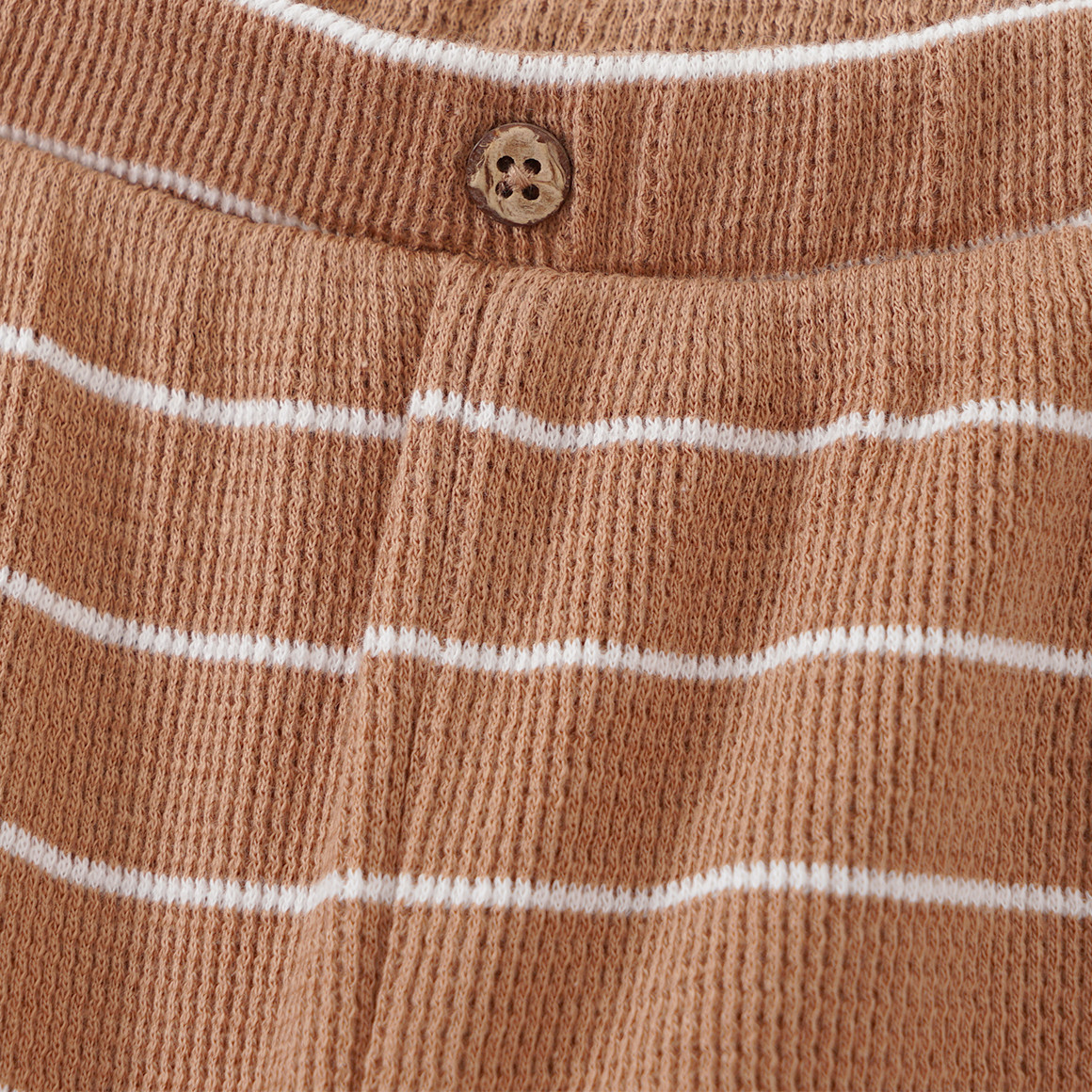Topomini 2 Newborn Jogginghosen aus Waffel-Piqué hellbraun / weiss