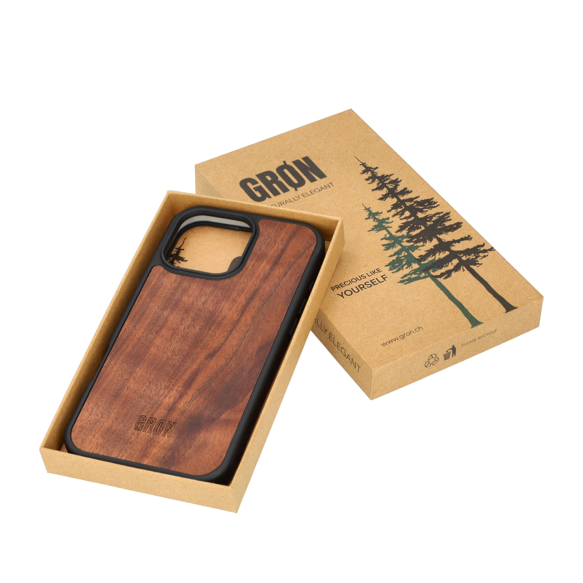 iPhone 16 Pro Max Holz Handy Hülle MagSafe Bumper Case - Walnuss