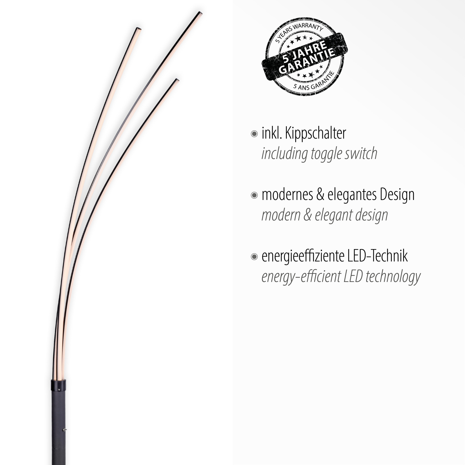 LED-Stehleuchte MAJA - schwarz - 215 cm hoch
