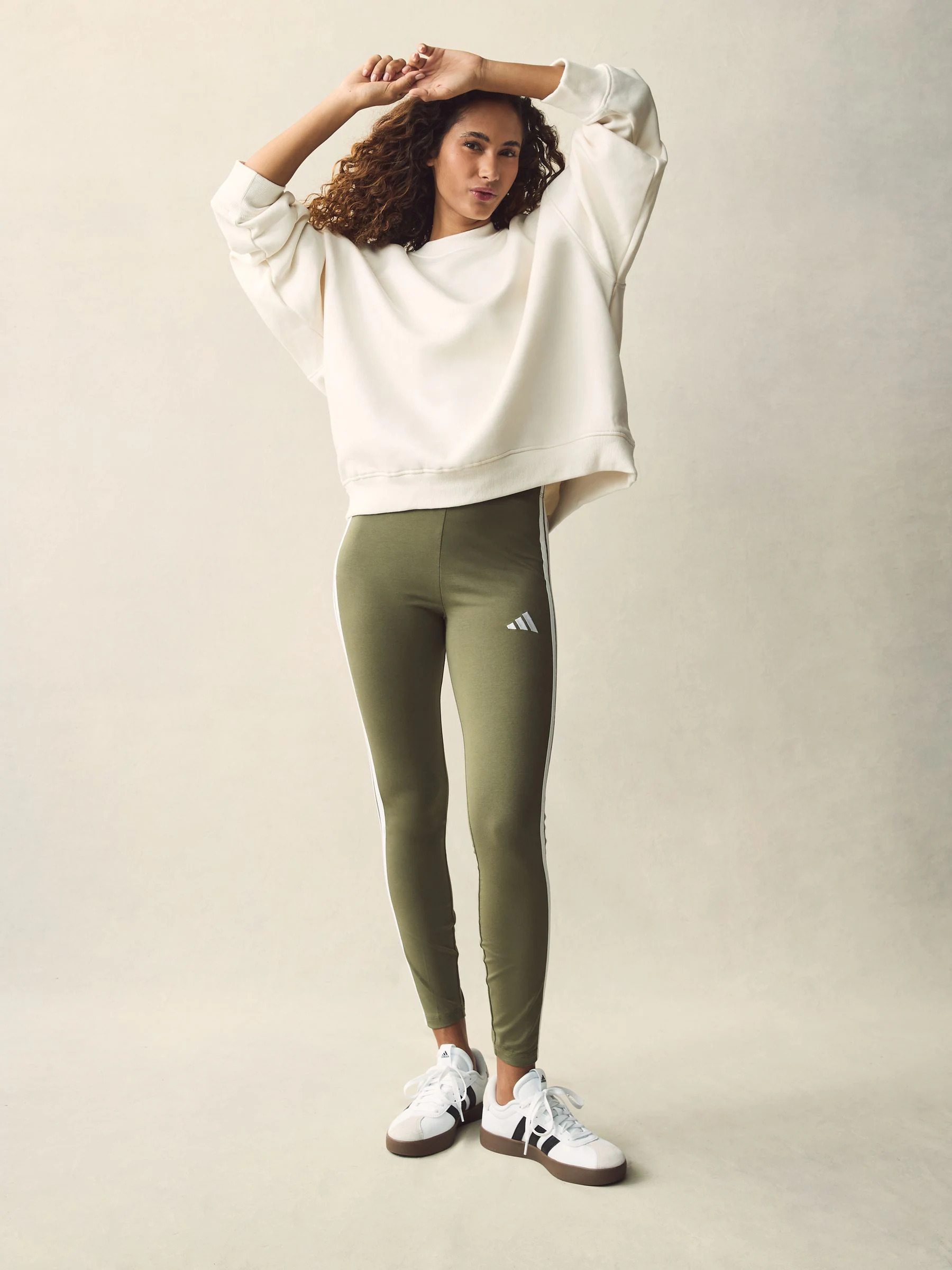 Groen - adidas Essentials katoenen legging met 3 strepen