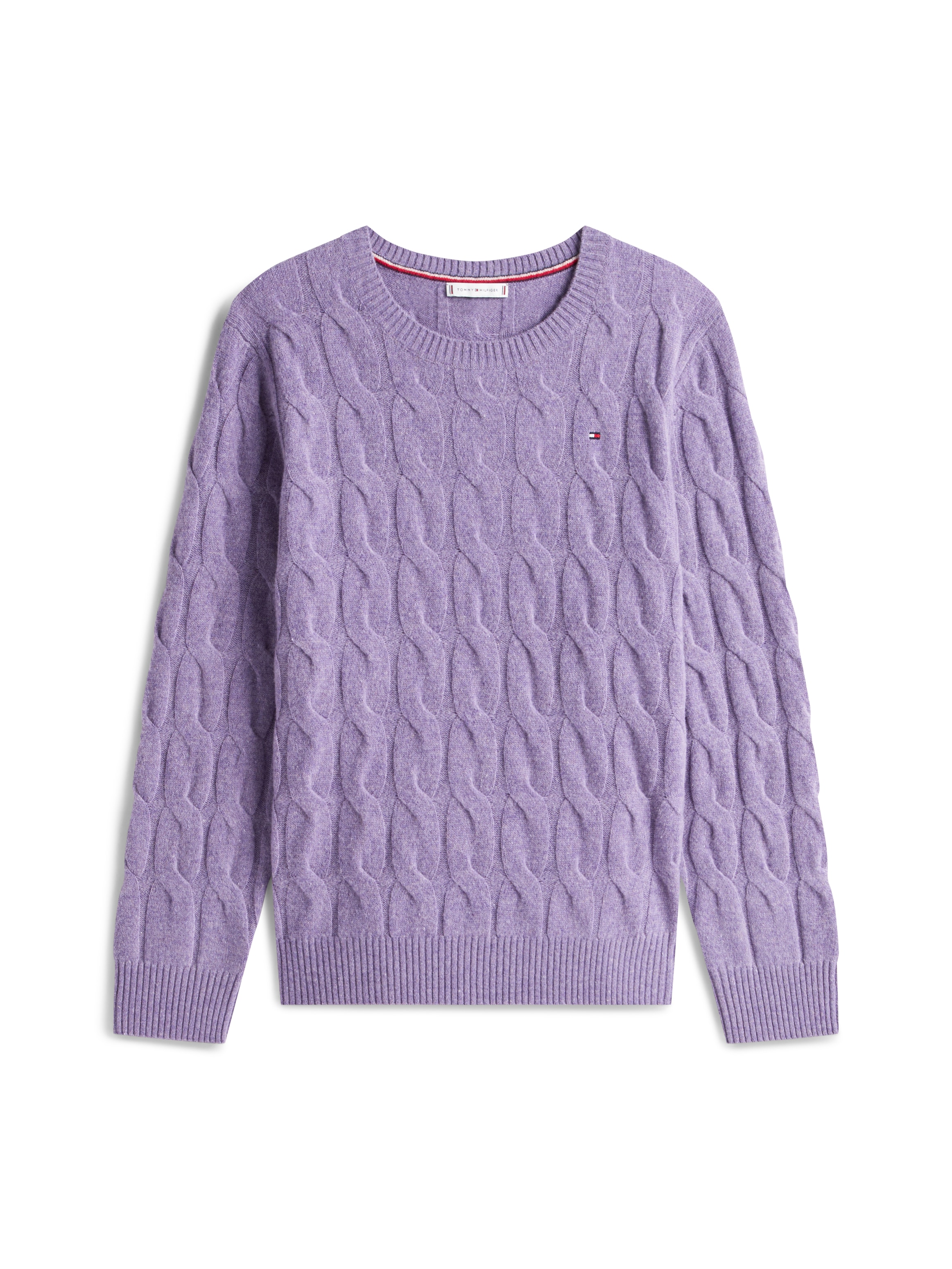 Tommy Hilfiger Curve Strickpullover »CRV SOFT WOOL CABLE C-NK LS SWT«, in grossen Grössen, mit Zopfmuster, aus reiner Wolle
