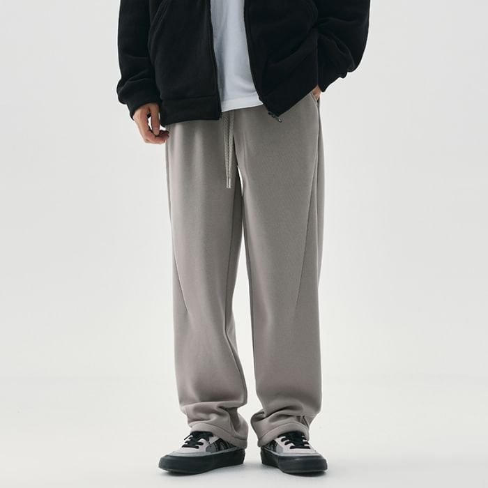 Nataro - Mid Rise Plain Straight Leg Sweatpants