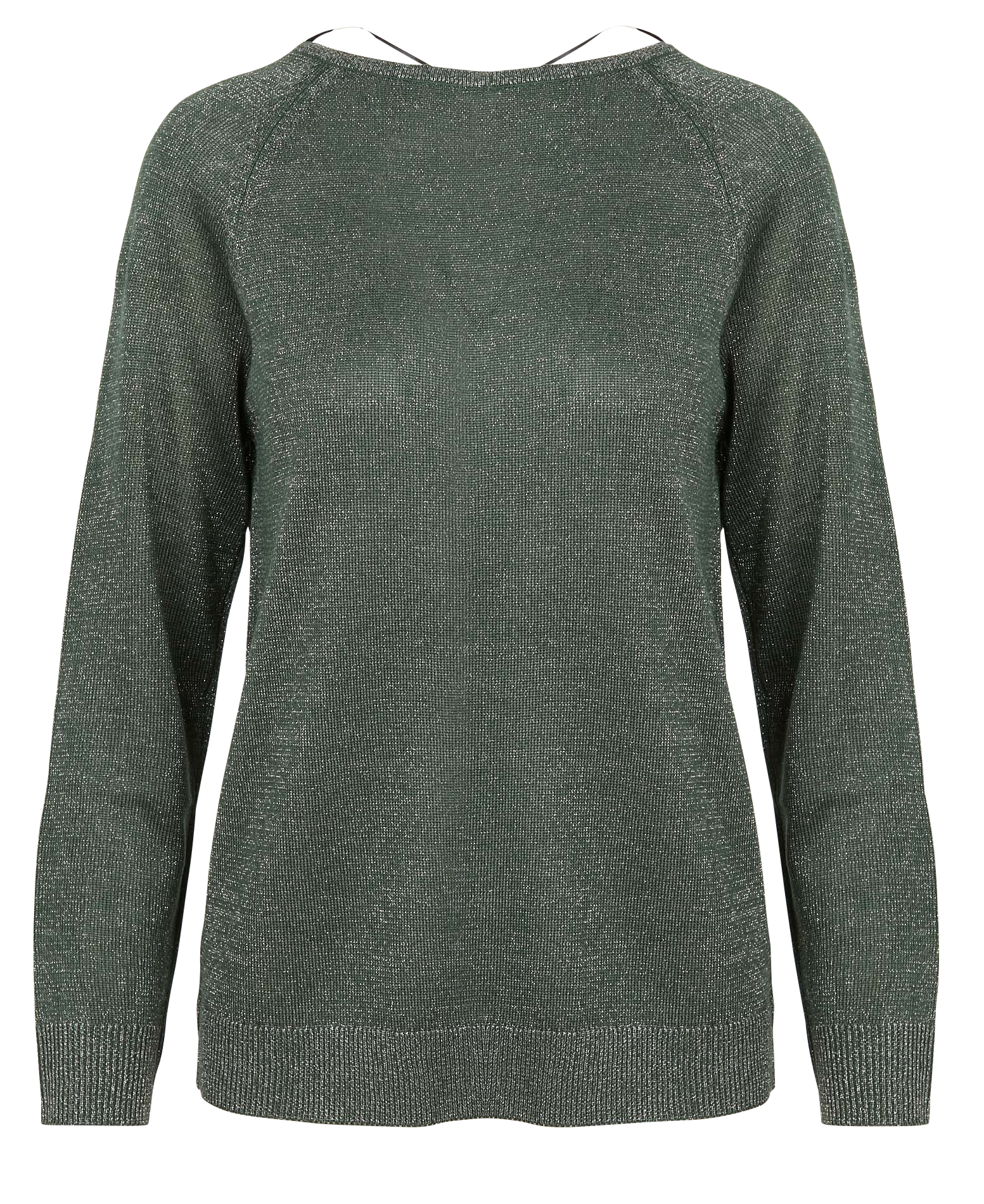 Pull à col v effet brillant| Vert